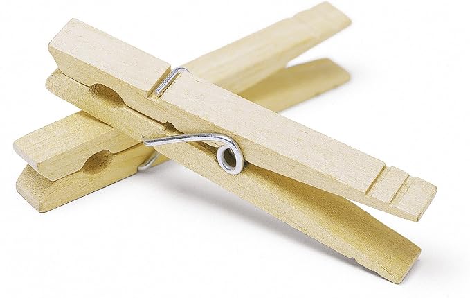 Whitmor Wooden Clothespins, 50 Pack Heavy Duty Natural Hardwood Clothes Pins by Whitmor