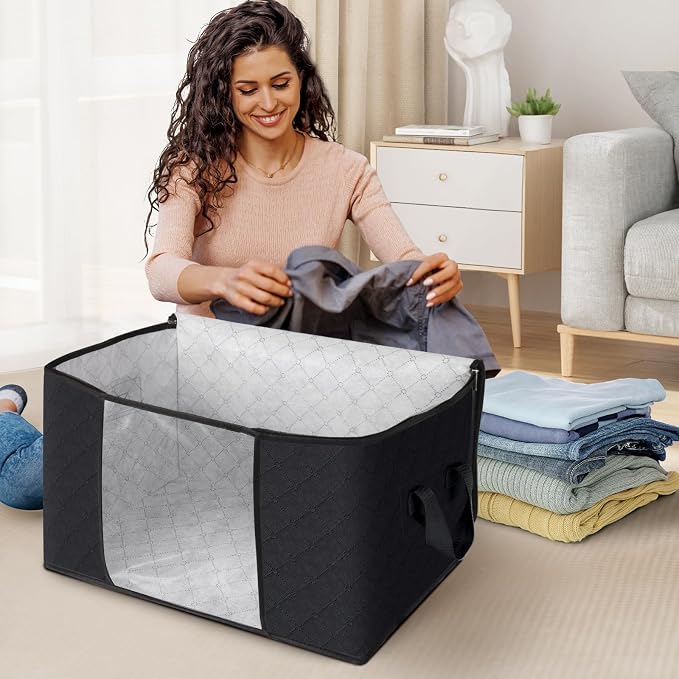 3 Pack Storage Bags for Clothes Blanket Storage Bins - Image 3