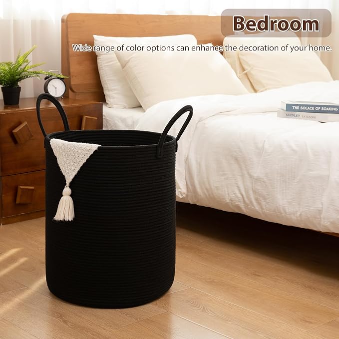 OIAHOMY 60L Nursery Hamper Laundry Basket Laundry Hamper Black - Image 5