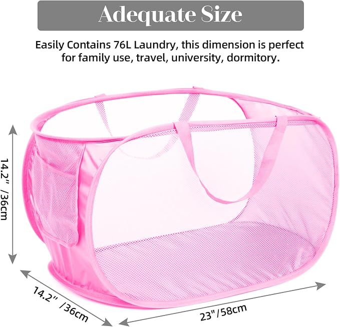 4 Pcs Durable Collapsible Laundry Baskets, Foldable Large Opening Pop Up - Image 4