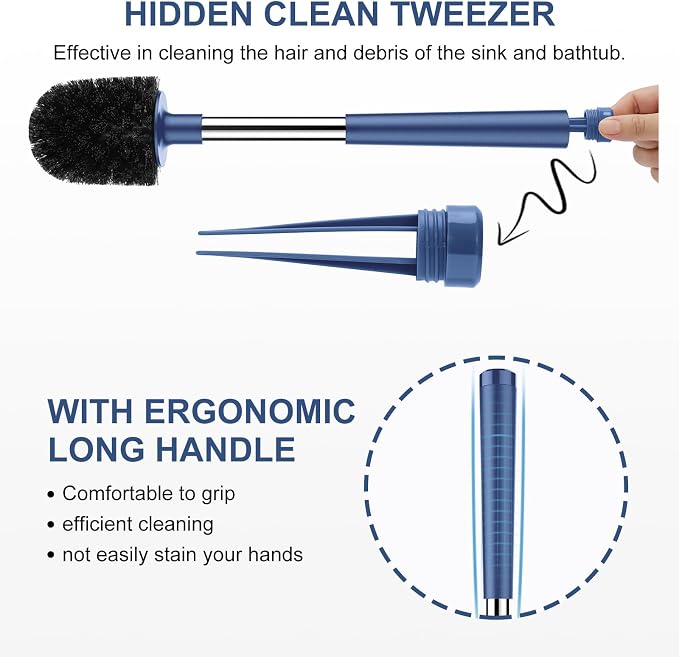 SetSail Toilet Brush and Holder 3 Pack, Self Closing Lid Toilet Bowl Brushes - Image 3