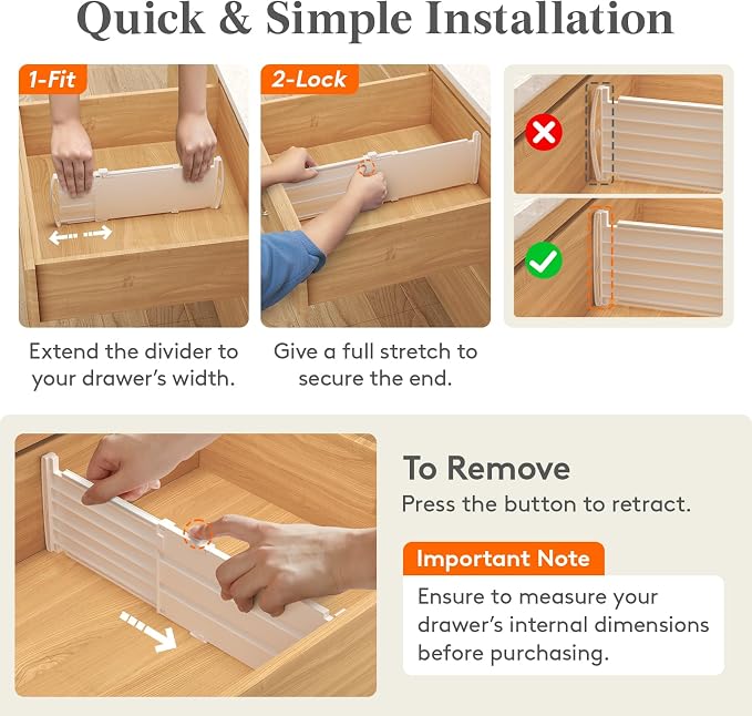 Lifewit 5" Tall Drawer Dividers, Adjustable Deep Drawer Organizer Clothes | 5 - Image 4