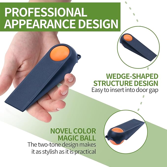 Door Stoppers for Bottom of Door, 2-Combo Pack Black and Orange | Magic Ball - Image 4