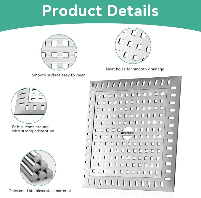 Drain Hair Catcher for Bathroom Sink, 4.8" Stainless Steel and Silicone Shower - Image 3