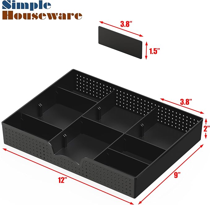 Simple Houseware Drawer Organizer Tray, 9 Adjustable Compartments, and Craft - Image 7