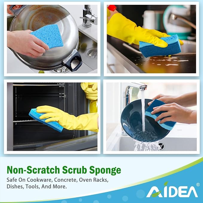 AIDEA Sponges Kitchen-24Count, Non-Scratch Scrub Sponge, Sponge - Image 4