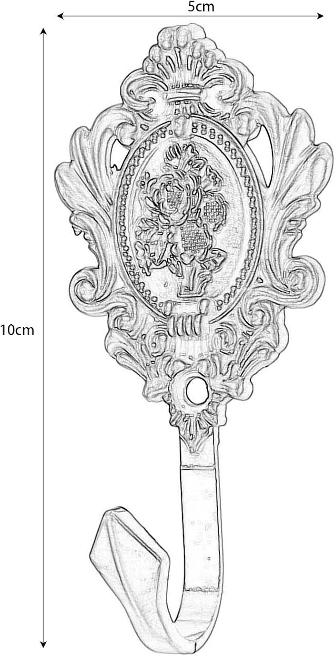 Curtain Tiebacks Small Lightweight Hooks, Vintage Gold Rose Pattern, Includes - Image 4