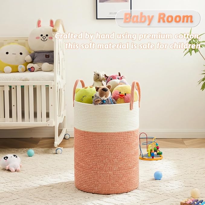 Laundry Basket, Woven Cotton Rope Laundry Hamper, 80L - Image 4