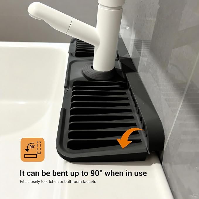 ZJWZLG Faucet Mat for Kitchen Sink, Snap-On Design & 7°slope Fast Drain - Image 3