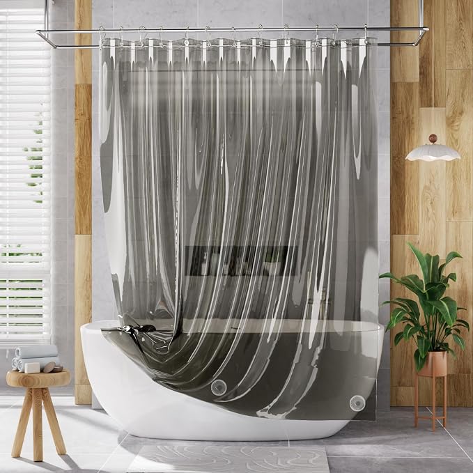 AmazerBath Transparent Black Shower Curtain Liner, 72x72 Shower Liner, - Image 8