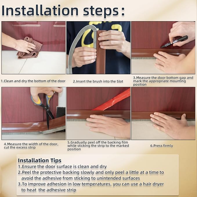 2 Pack Door Sweep with Brush, Adhesive Gap Filler - Image 8