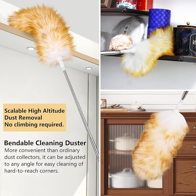 Lambswool Extendable Duster 29-110 Inch, Anti-Static Flexible Head, Stainless - Image 5