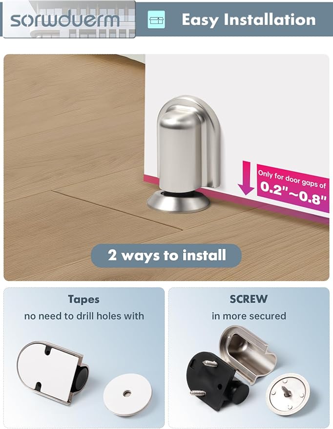 1 Pack Nickel Door Stopper Magnetic Door Cathc Brushed Nickel Floor Mounted - Image 5