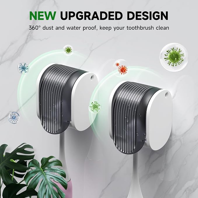 2 Pcs Toothbrush Holders Wall Mounted, Single Slot Design, Shower Self Adhesive - Image 2