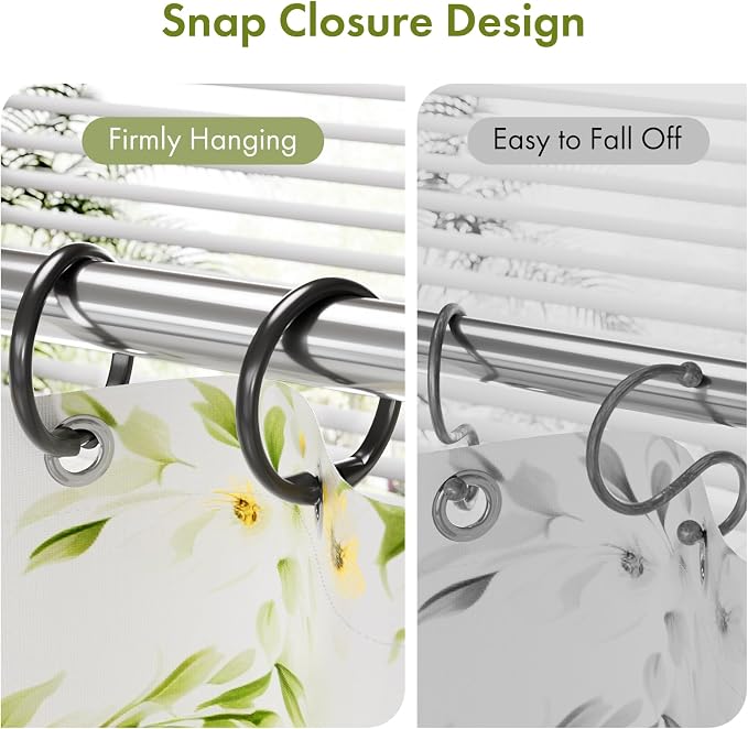 Amazer Black Shower Curtain Hooks Rings, O Shape Plastic Shower Curtain Hooks - Image 4