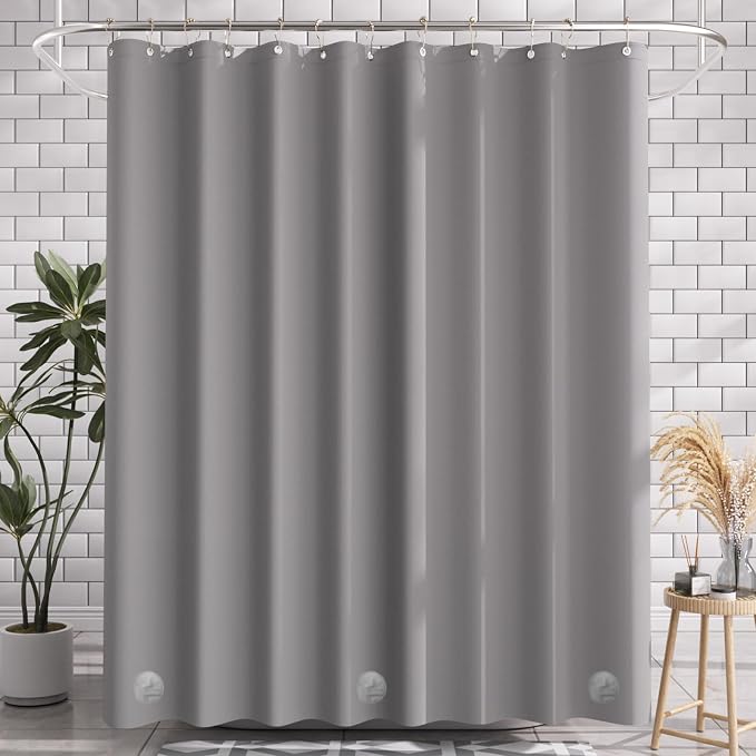 AmazerBath Shower Curtain Liner, 72x72 Grey Shower Liner, Cute Plastic Shower - Image 9