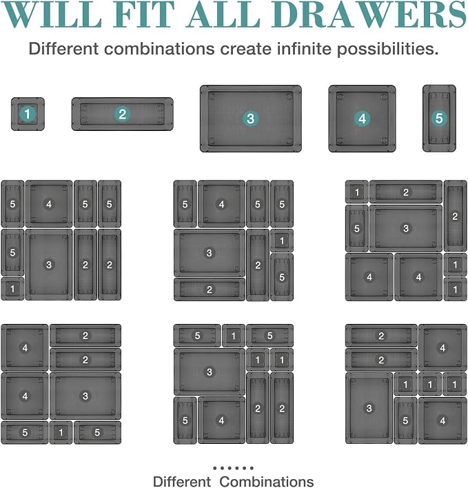 13 PCS Drawer Organizer Set, 5 Size Bathroom and kitchen organizer Trays | - Image 4