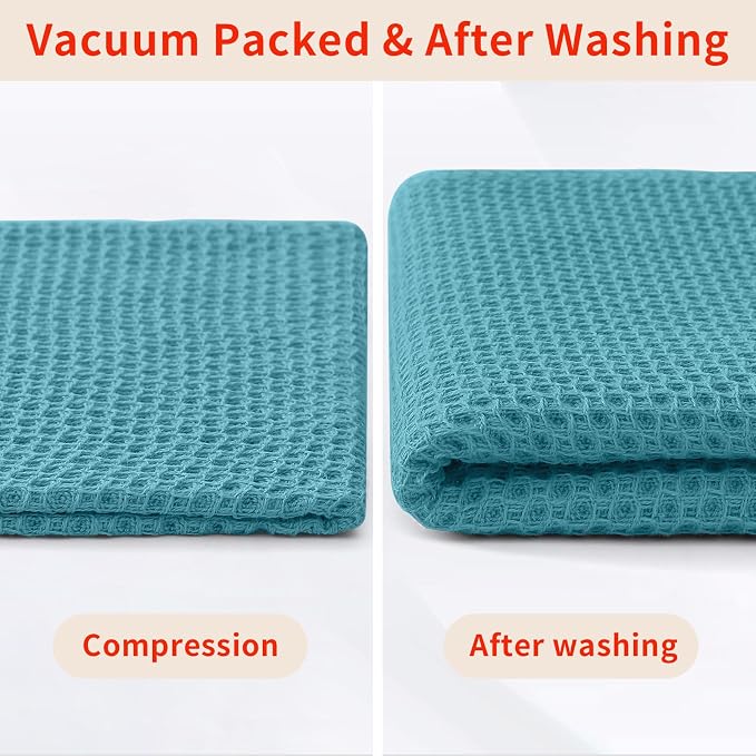 Homaxy 100% Cotton Waffle Weave Kitchen Dish Towels 6-Pack, Lake Blue | 13 x 28 - Image 7