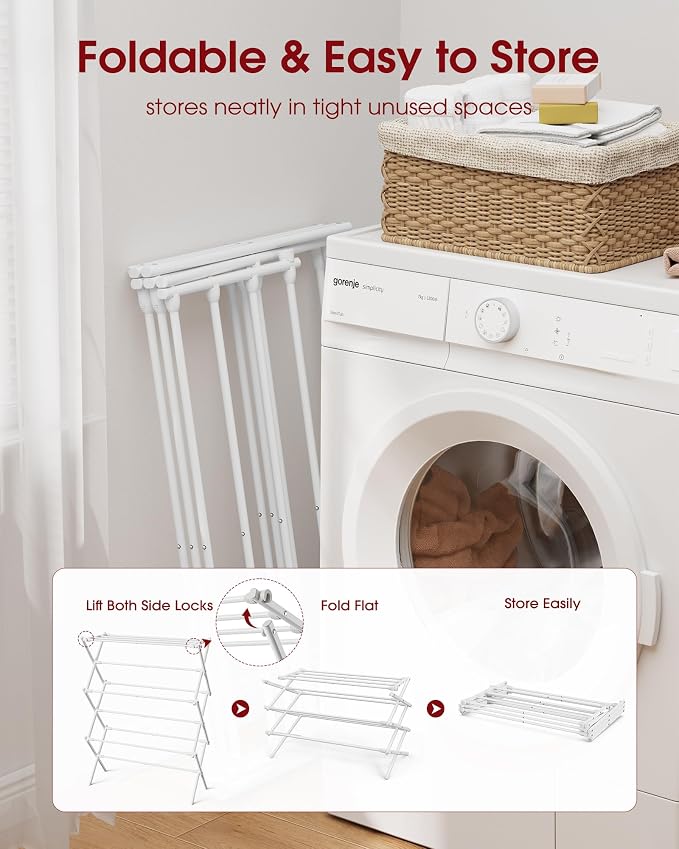 Sakugi Foldable 3-Tier Clothes Drying Rack 37.4" H - Image 4