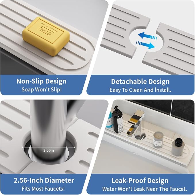 Stone Faucet Mat for Kitchen Sink, Water Absorbing Sink Water Splash Guard - Image 7