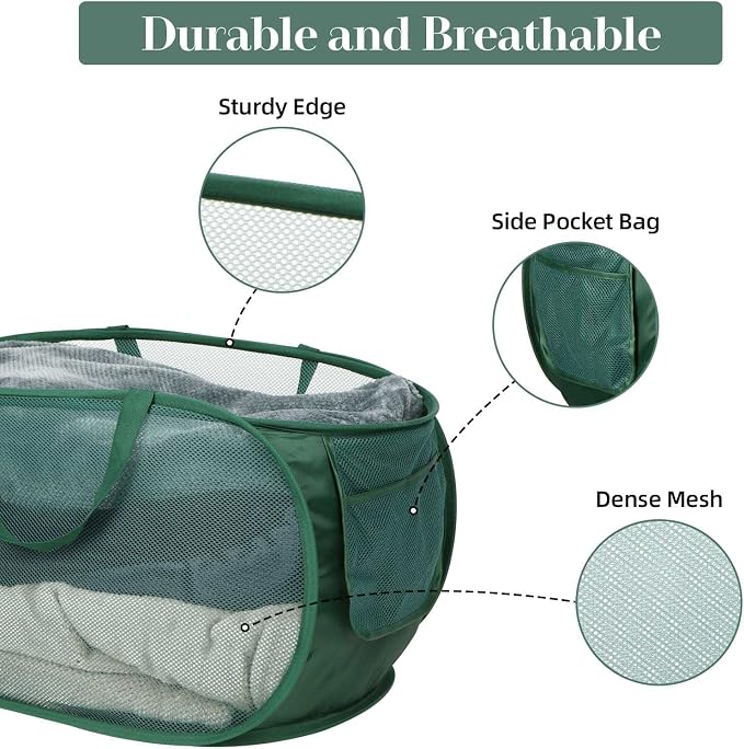 Sturdy Mesh Pop Up Laundry Hamper, Collapsible Laundry Baskets - Image 4