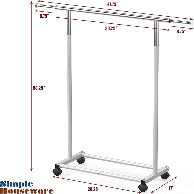 Simple Houseware Standard Rod Garment Clothing Rack, Extendable Width from 30 - Image 7
