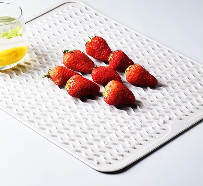 Silicone Dish Drying Mat, Non-Slip Easy Clean Sink Mat, Large Heat-resistant by MODENGKONGJIAN