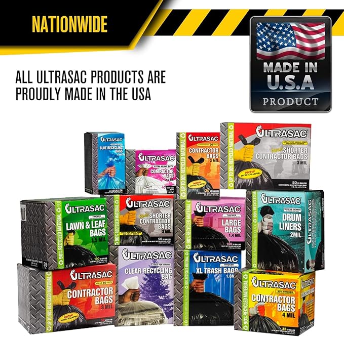 Ultrasac Contractor Bags 42 Gallon, 32.75 x 44.5-3 MIL Thick Large Black Heavy - Image 5