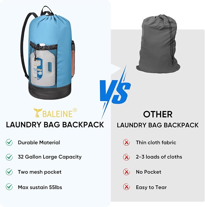 BALEINE 120L Laundry Bag Backpack, 900D Oxford Fabric Large Travel Laundry Bags - Image 6
