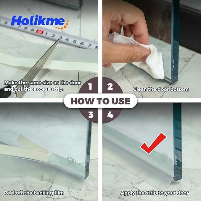 Holikme Weather Stripping Door Seal, Shower Door Bottom Seal, 1.4" W-20Feet | - Image 6