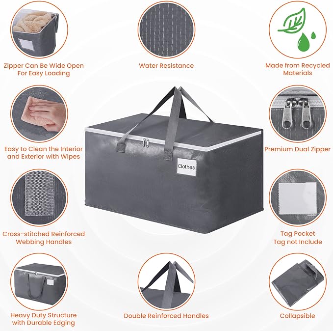 BlissTotes Large Moving Bags, Storage Bags, 93L-2 Pack | Moving Bags - Image 3