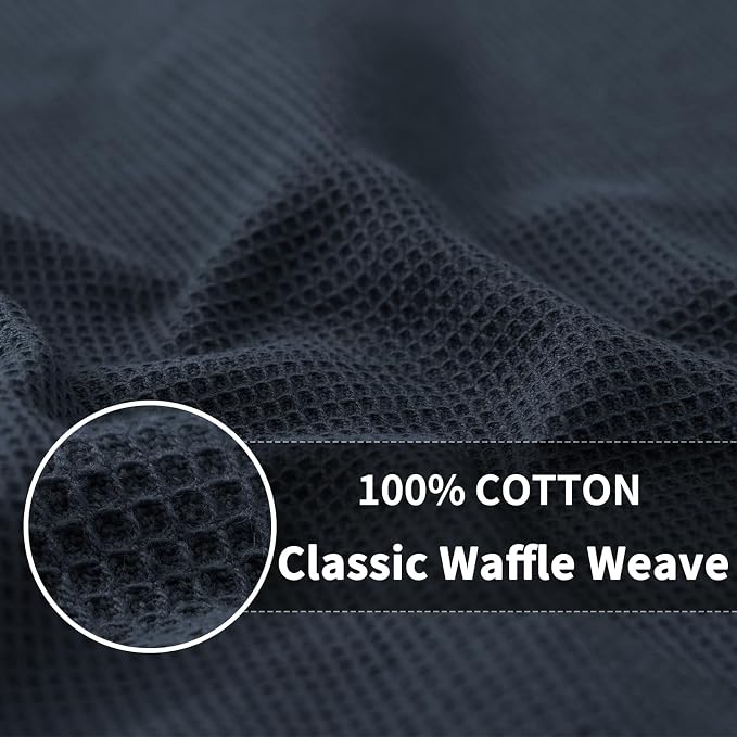 Homaxy 100% Cotton Waffle Weave Kitchen Towels, 8 Pack, Dark Grey - Image 2