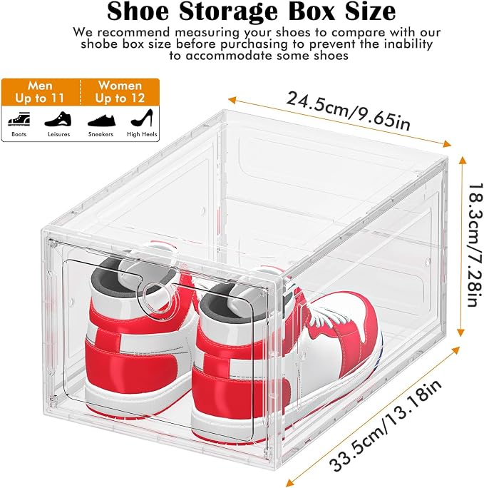 ARSTPEOE 6-Pack Clear Shoe Storage Boxes Magnetic Stackable - Image 2