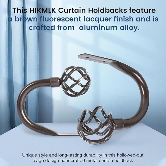 HIKMLK Handmade Metal Curtain Holdbacks 2pcs, Decoration Curtain Tie Back Hooks - Image 2