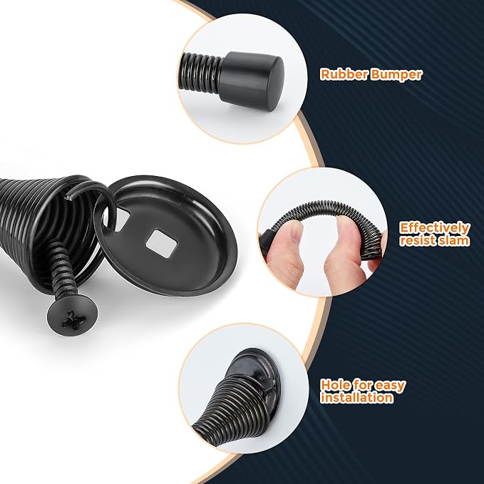 Ravinte Door Stoppers, 6 Pack Black Spring Door Stops - Image 4