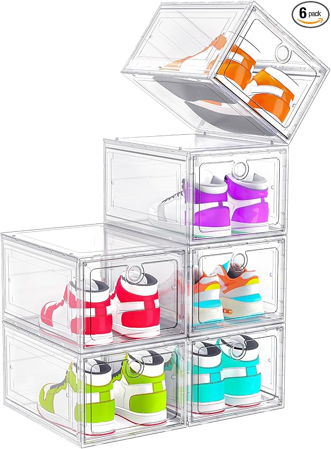 ARSTPEOE 6-Pack Clear Shoe Storage Boxes Magnetic Stackable by ARSTPEOENeatChic