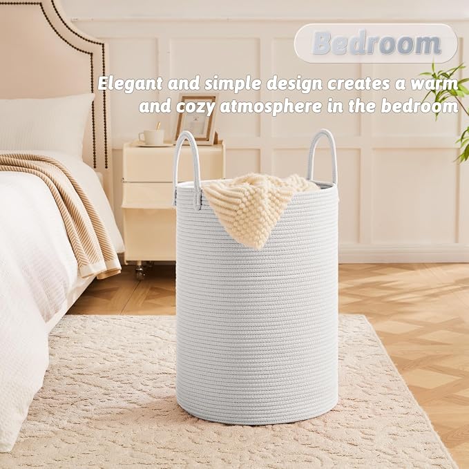 Artfeel Laundry Basket, Woven Cotton Rope Laundry Hamper, 100L - Image 3
