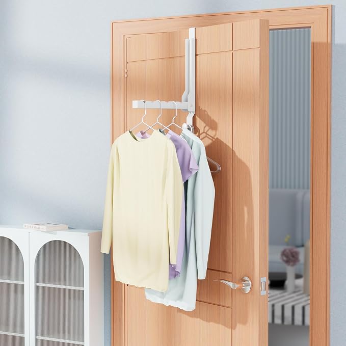 2 Pack Over The Door Hanger Folding Clothes Drying Rack, Folding Hanging Coat - Image 9