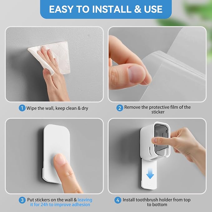 MOPMS Single Slot Toothbrush Holders Wall Mounted - Image 6
