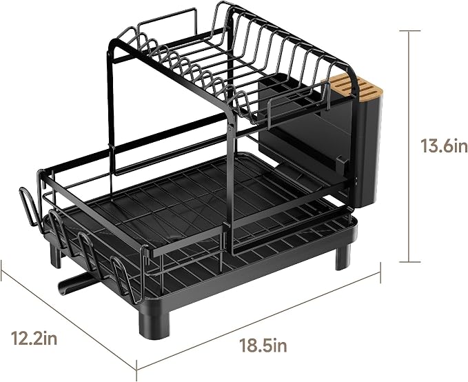 Runnatal 2-Tier Dish Drying Rack, Large Dish Drainers - Image 3