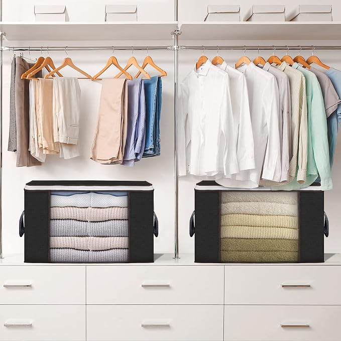 90L Large Storage Bags, 3 Pack Clothes Storage Bins Closet Organizers | - Image 6