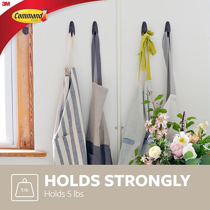Command Medium Brushed Nickel Forever Classic Hooks, 2 Hooks, 4 Strips | - Image 3