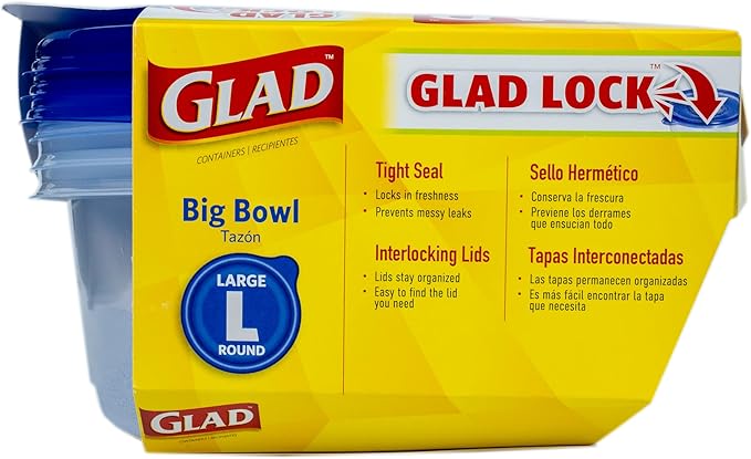 Glad GladWare Big Bowl Food Storage Containers, Large Round, 48 Oz, and meal - Image 6