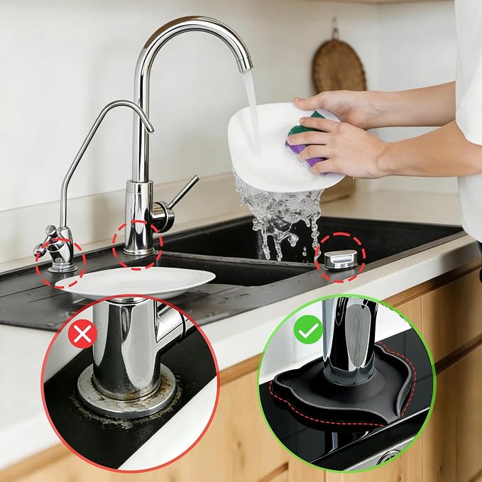 Compact Silicone Kitchen Sink Faucet Splash Proof Mat, Tap Water Diversion - Image 5