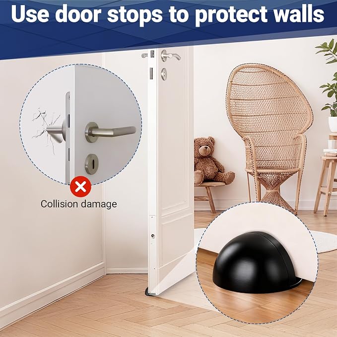 Self Adhesive Door Stoppers, Stainless Steel No Drill Rubber Floor Door Stop - Image 6