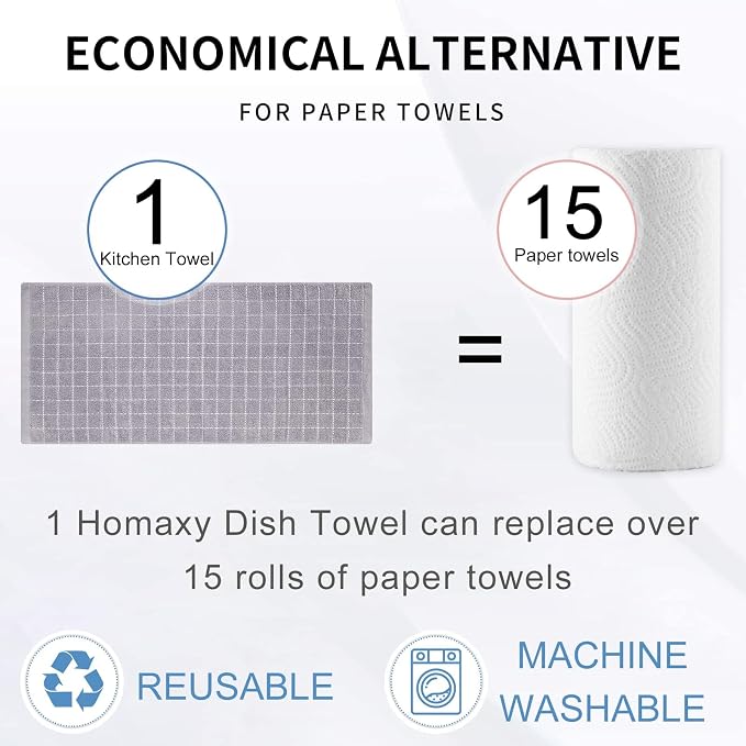 Homaxy 100% Cotton Terry Kitchen Towels, 6 Pack - Image 7