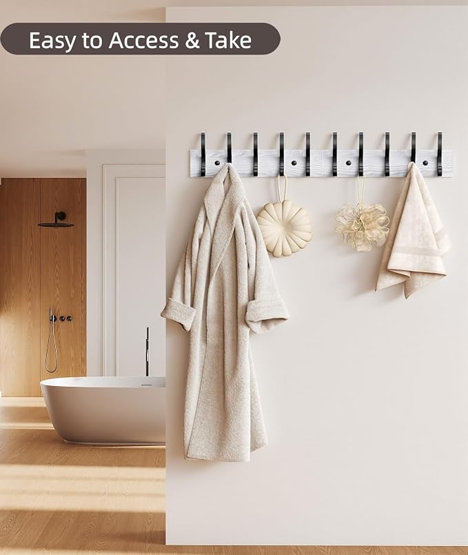 Optish 1 Pack Wooden Coat Rack Wall Mount, 16.1" Rustic Coat Hanger Hooks - Image 4