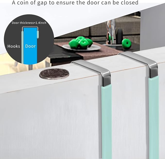 FYY Over the Door Hooks, Single-Hanger 4 Pack, Fits Doors 1 3/8" Green | Heavy - Image 5