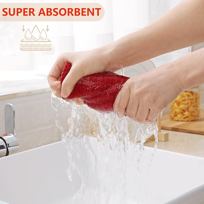 Homaxy 100% Cotton Waffle Weave Kitchen Dish Cloths 8-Pack, Ultra Soft - Image 3