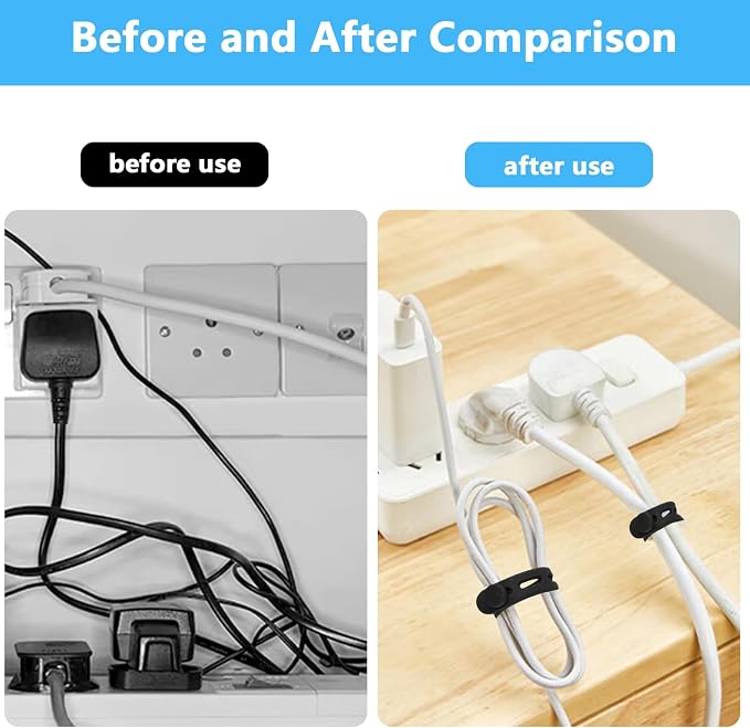 40 Pcs Black Silicone Cable Ties, Reusable Cable Straps Wire Organizer. | Cable - Image 5